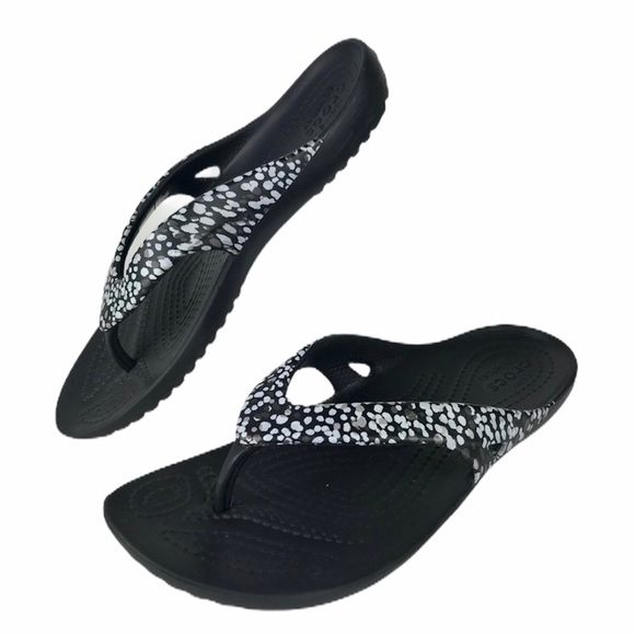CROCS Other - CROCS FLIP FLOPS black and white.  SZ 5